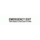 EMERGENCY EXIT TURN HANDLE & PUSH DOOR TO OPEN
