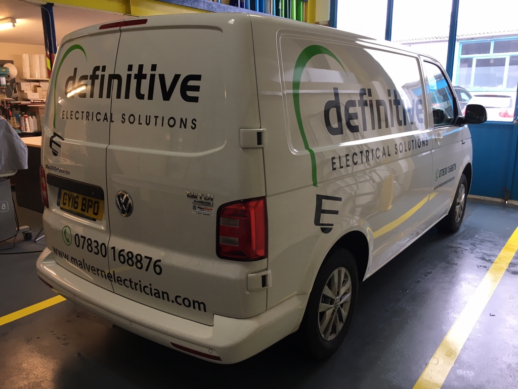 Definitive electrical solutions Van Livery VW Transporter off side view