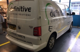 Definitive electrical solutions Van Livery VW Transporter off side view