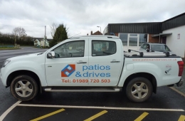 Patios & Drives pickup sign ns side