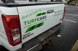 TurfCare pickup sign rear